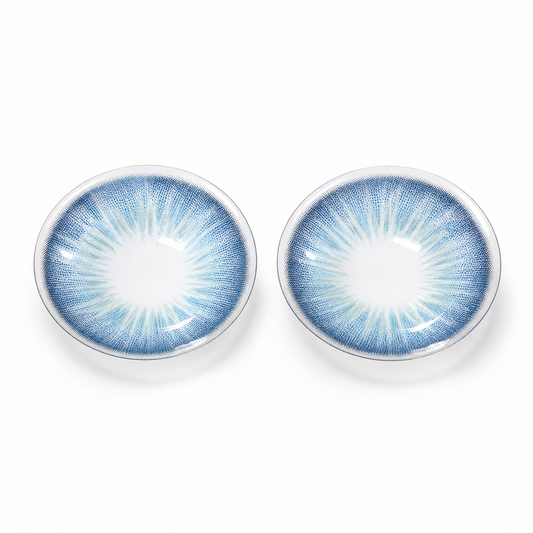 Glacier Starburst Blue colored contact lenses pair - lens design