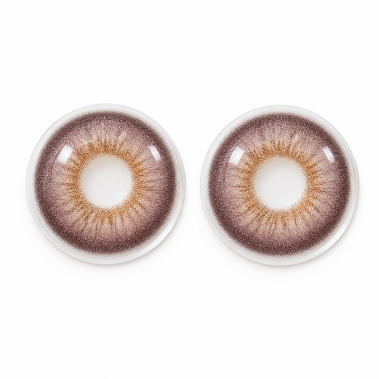 Plum Cocoa Halo Brown colored contact lenses pair - lens design