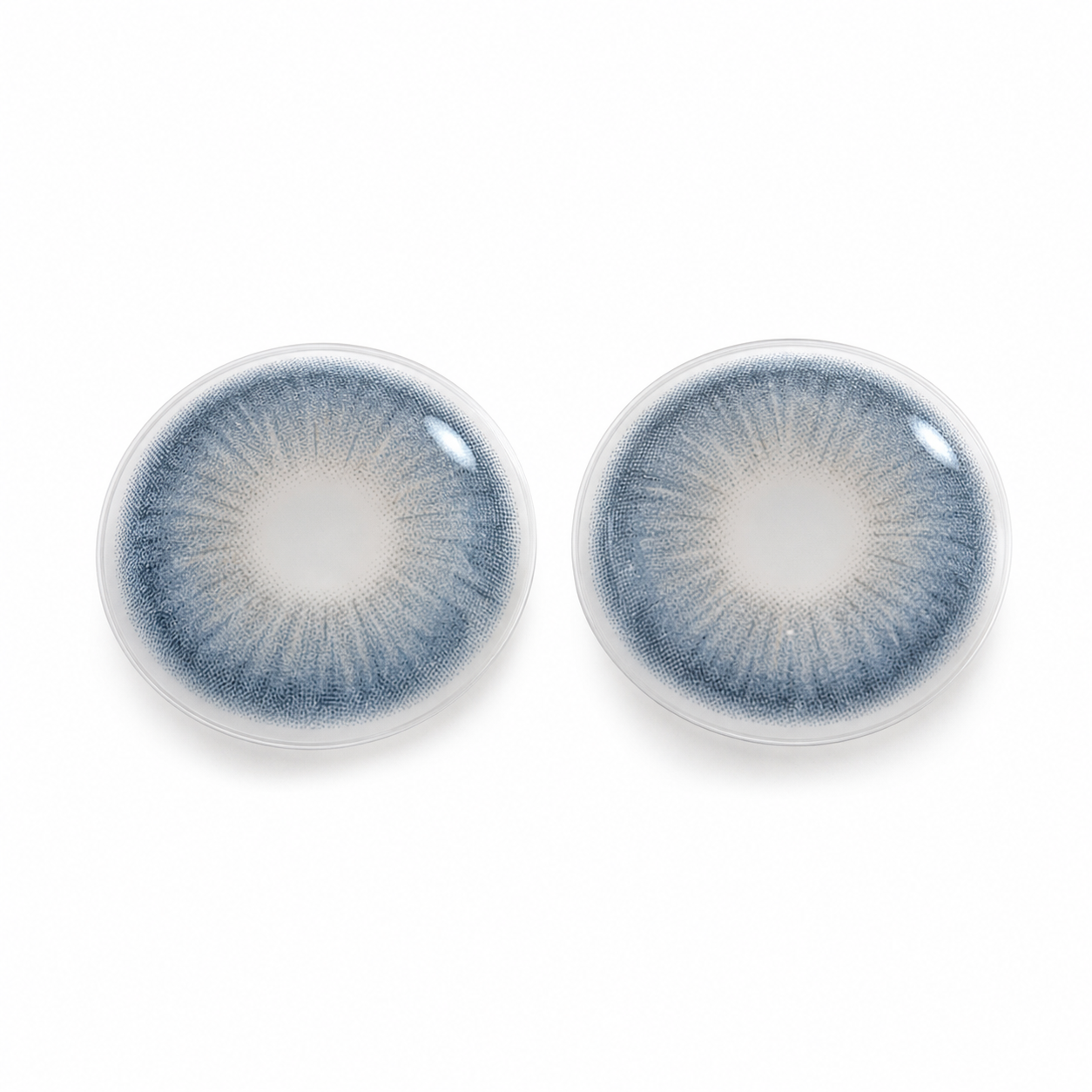 Denim Mist Blue colored contact lenses pair - lens design