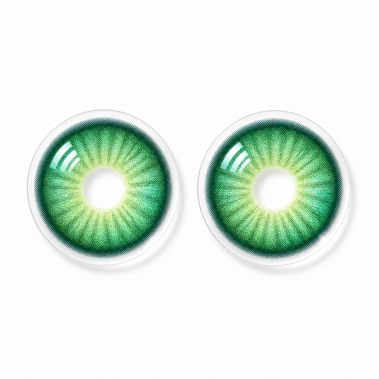Emerald Muse Green colored contact lenses pair - lens design
