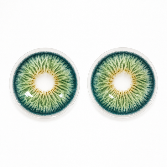 Emerald Fern Green colored contact lenses pair - lens design