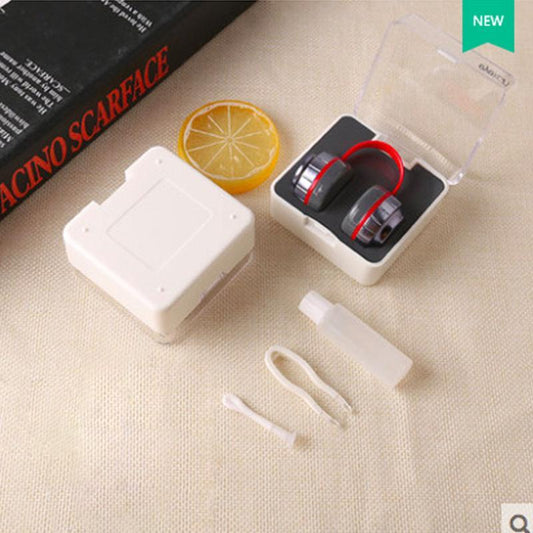 Multi-color headphone contact lens case and contact lens companion box colored contact lenses