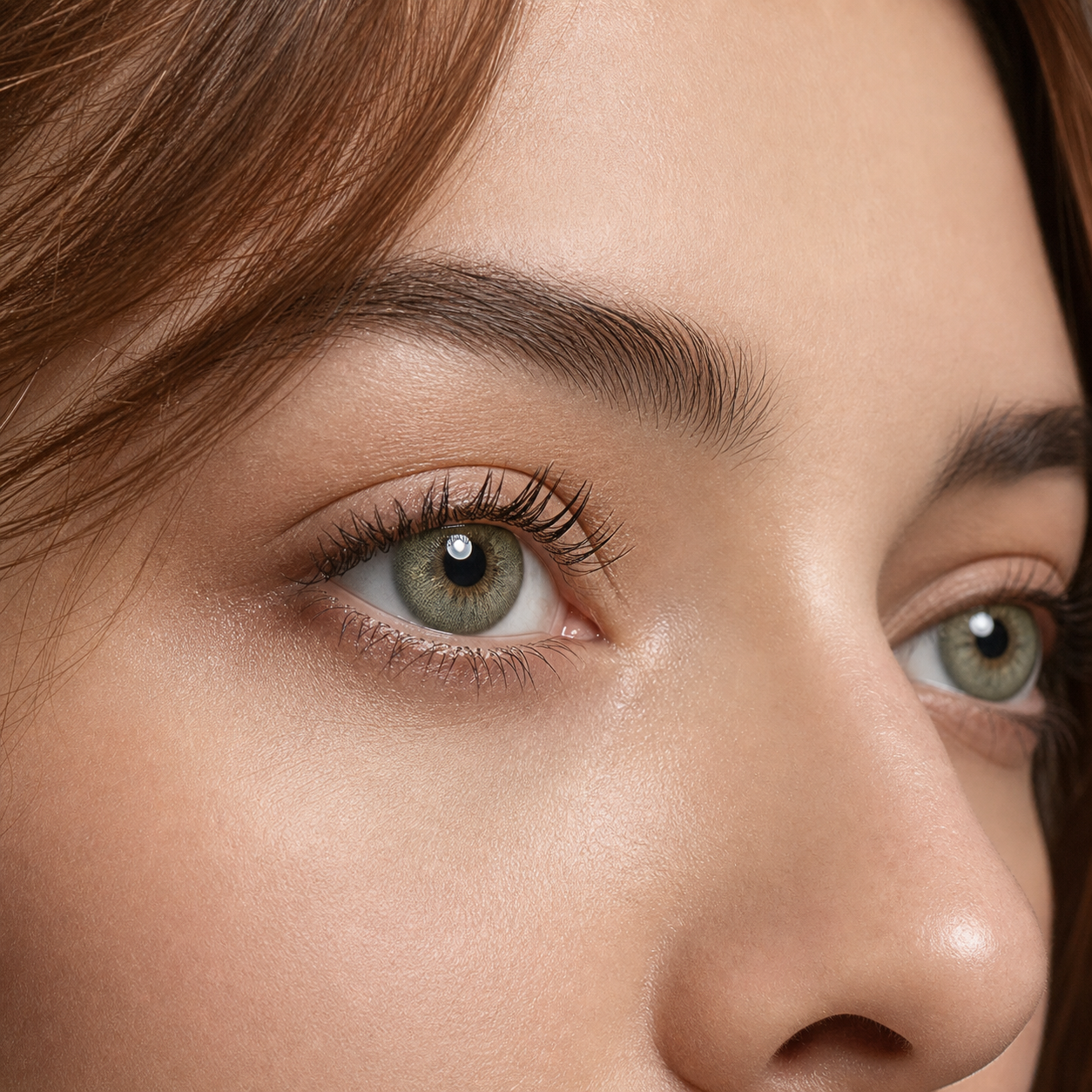 Sage Ripple Halo Green colored contacts - dimensional color from a flattering editorial angle