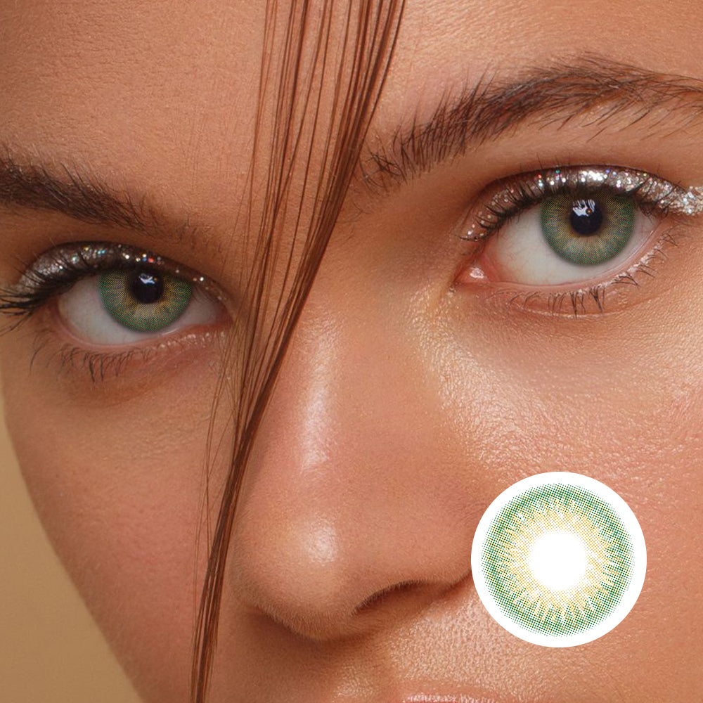 Peggy Iris Green | Moxielens Botanical Haze Colored Contacts -- Botanical Haze colored contacts | Moxielens