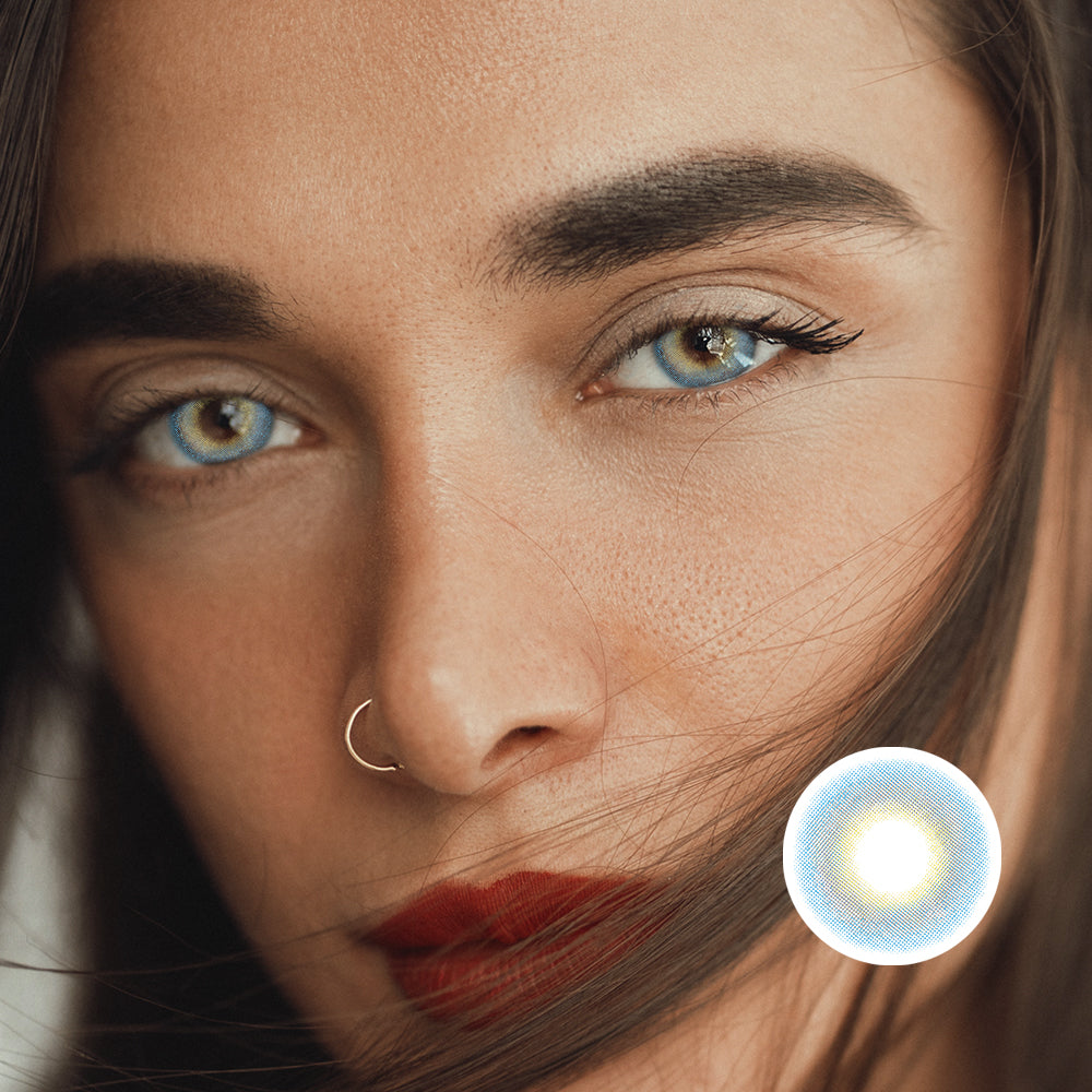4D High-Gloss Blue colored contact lenses by Moxielens