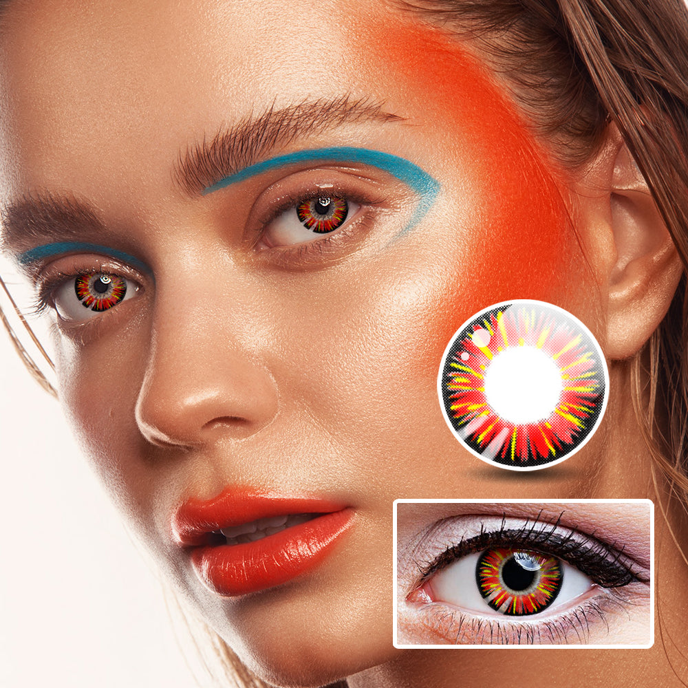 Fireflam Red colored contact lenses by Moxielens