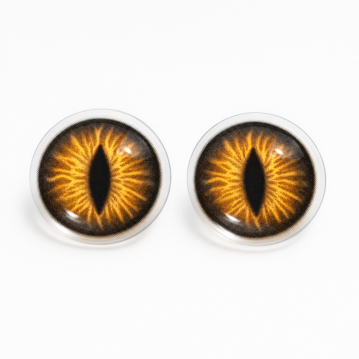Feline Ember Gold colored contact lenses pair - lens design