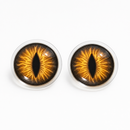 Feline Ember Gold colored contact lenses pair - lens design