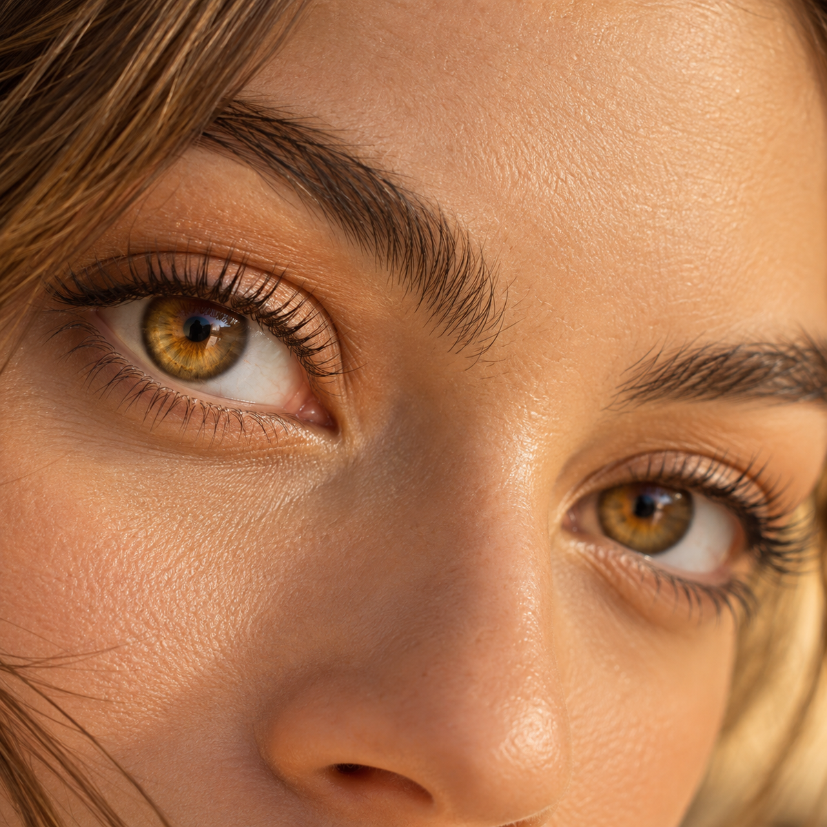 Saffron Amber Natural Ring colored contacts - a familiar amber limbal-ring structure that gives dark eyes natural warm depth without graphic print
