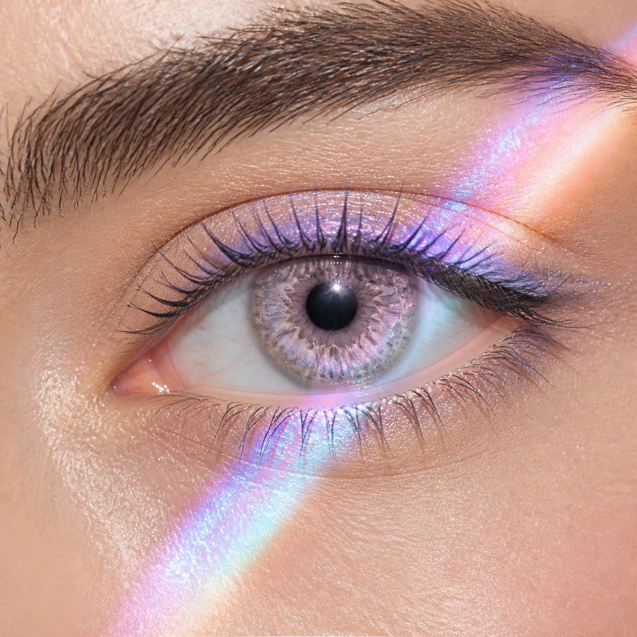 Opal Shift Prism colored contacts - the reflective opal color shift reads differently as the light angle changes