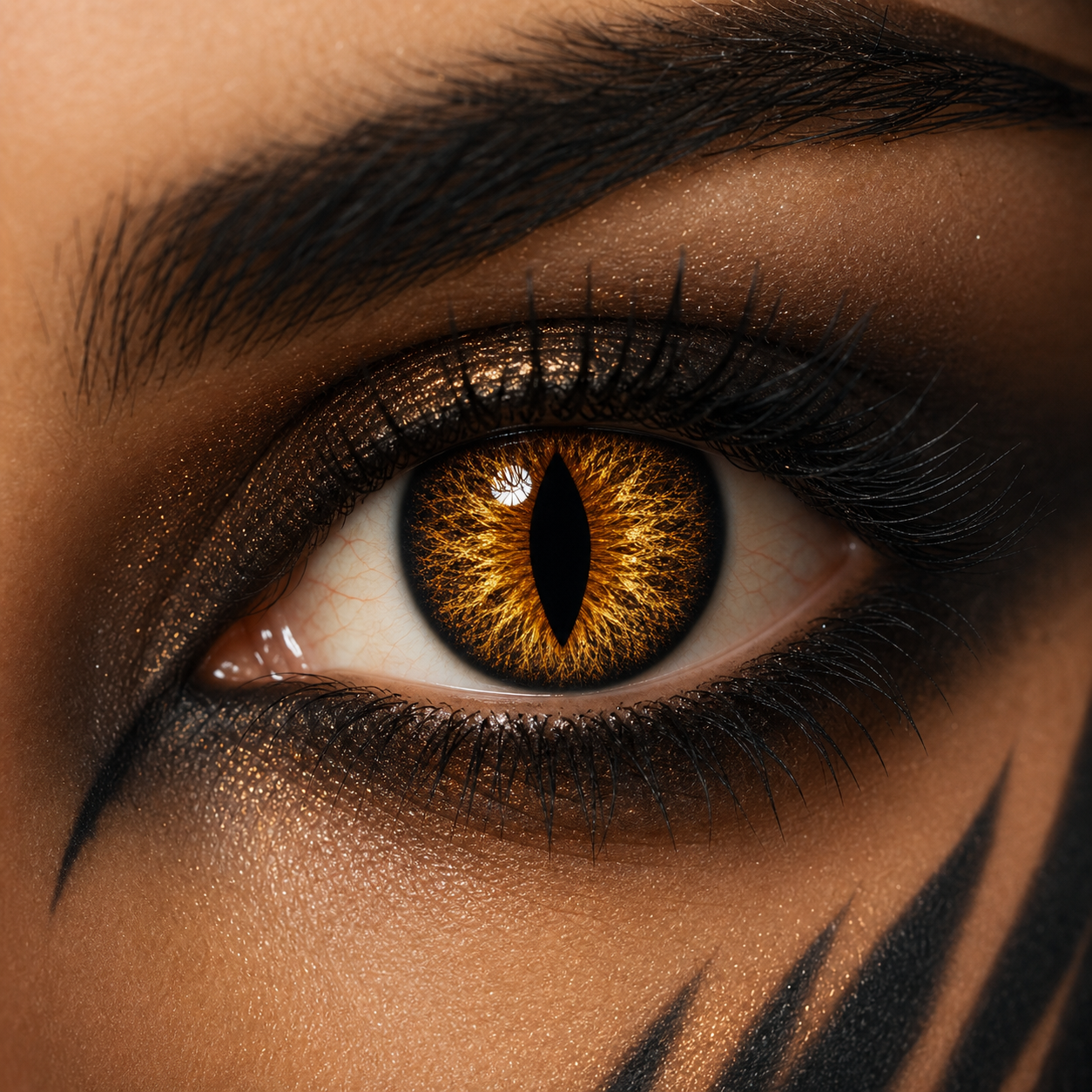 Feline Ember Gold colored contacts - cat-eye cosplay impact that reads clearly in close photos