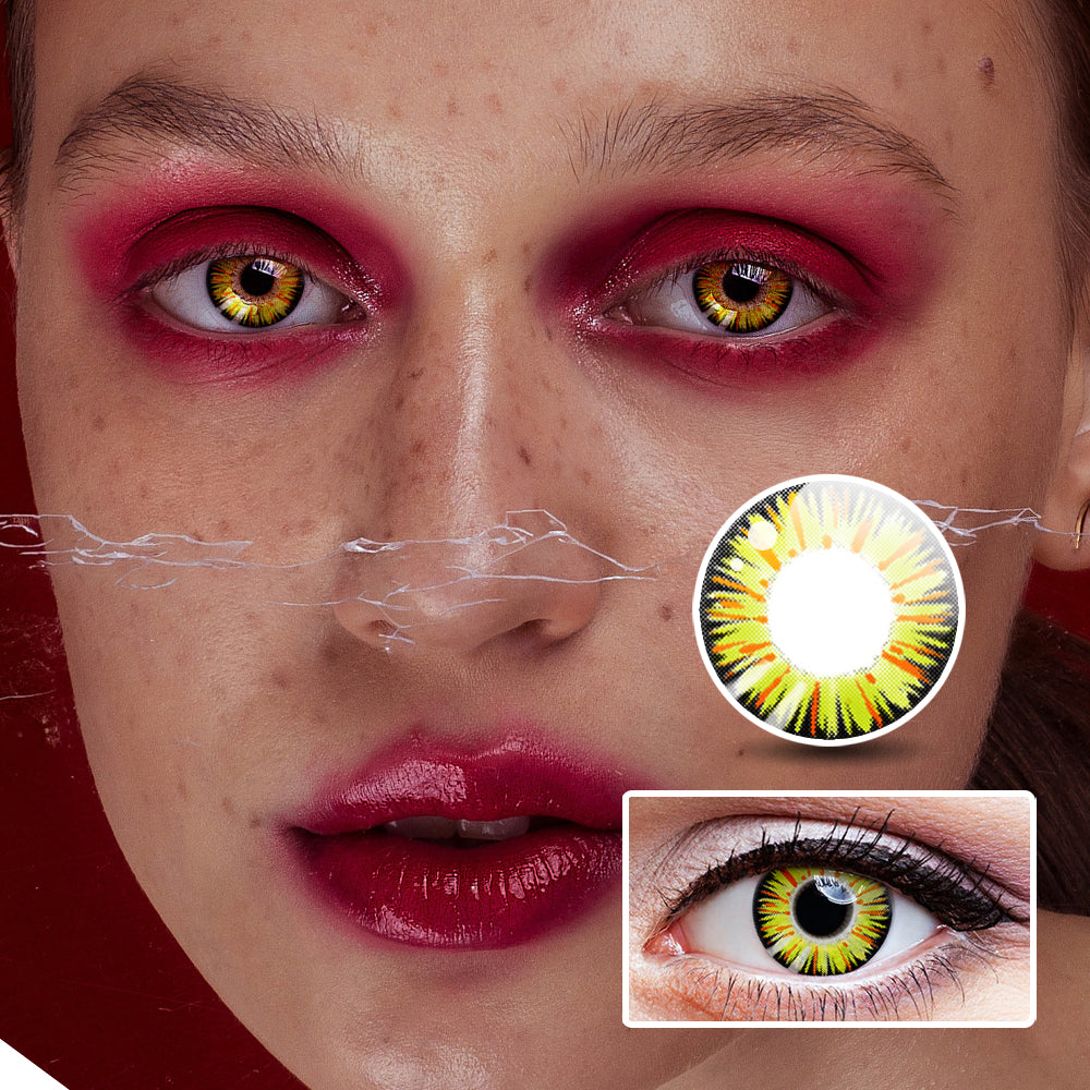 Firelame Golden colored contact lenses by Moxielens