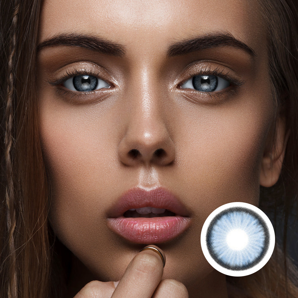 Diamond Sugar Blue colored contact lenses by Moxielens