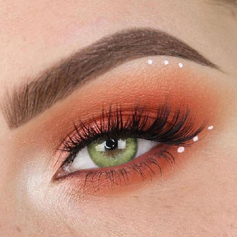 Fantasy Silky Green (12 Month) Contact Lenses On Light Eyes colored contact lenses