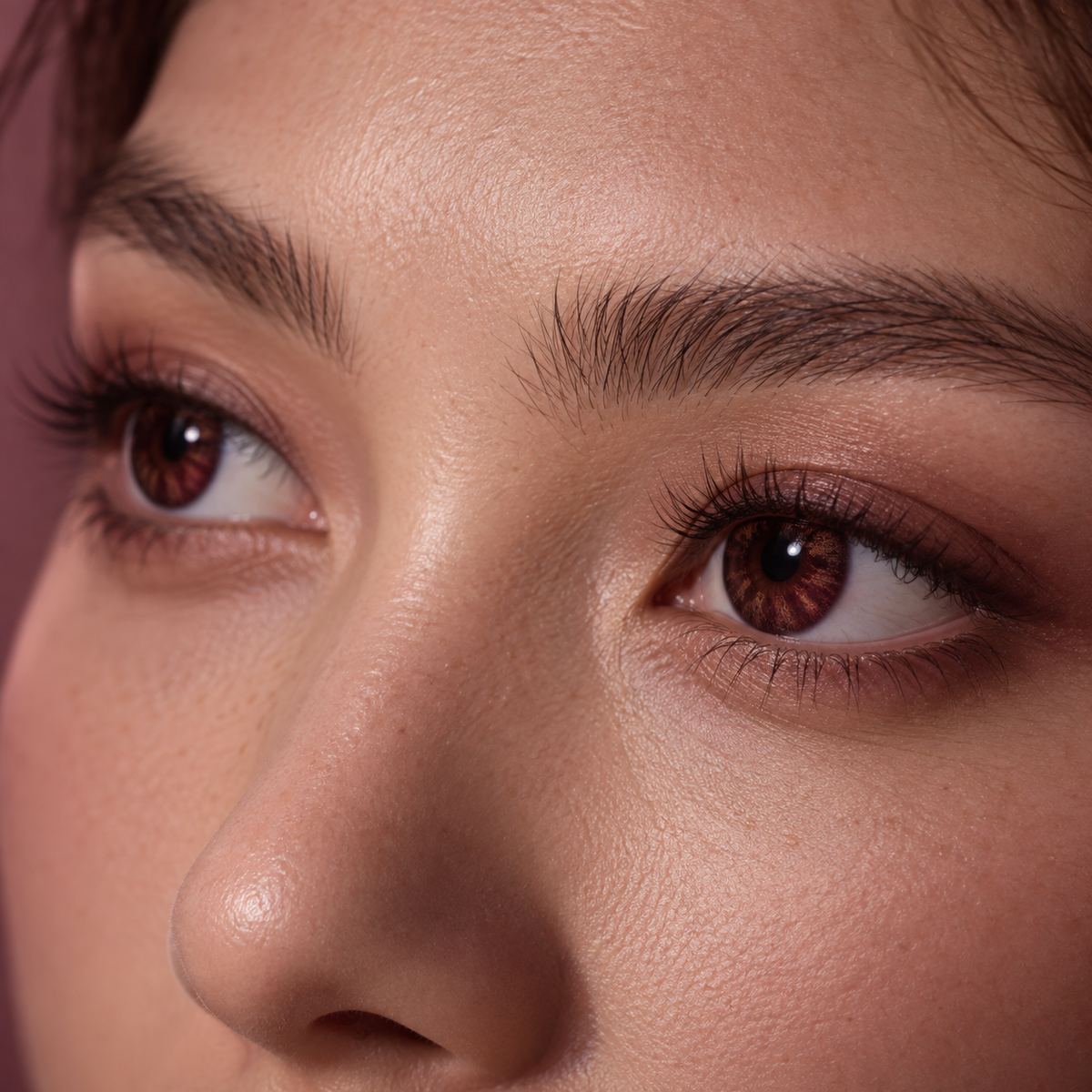 Mulberry Cocoa Natural Fleck colored contacts - a visible but sourceable berry-red lens built from a familiar three-tone natural-fleck print