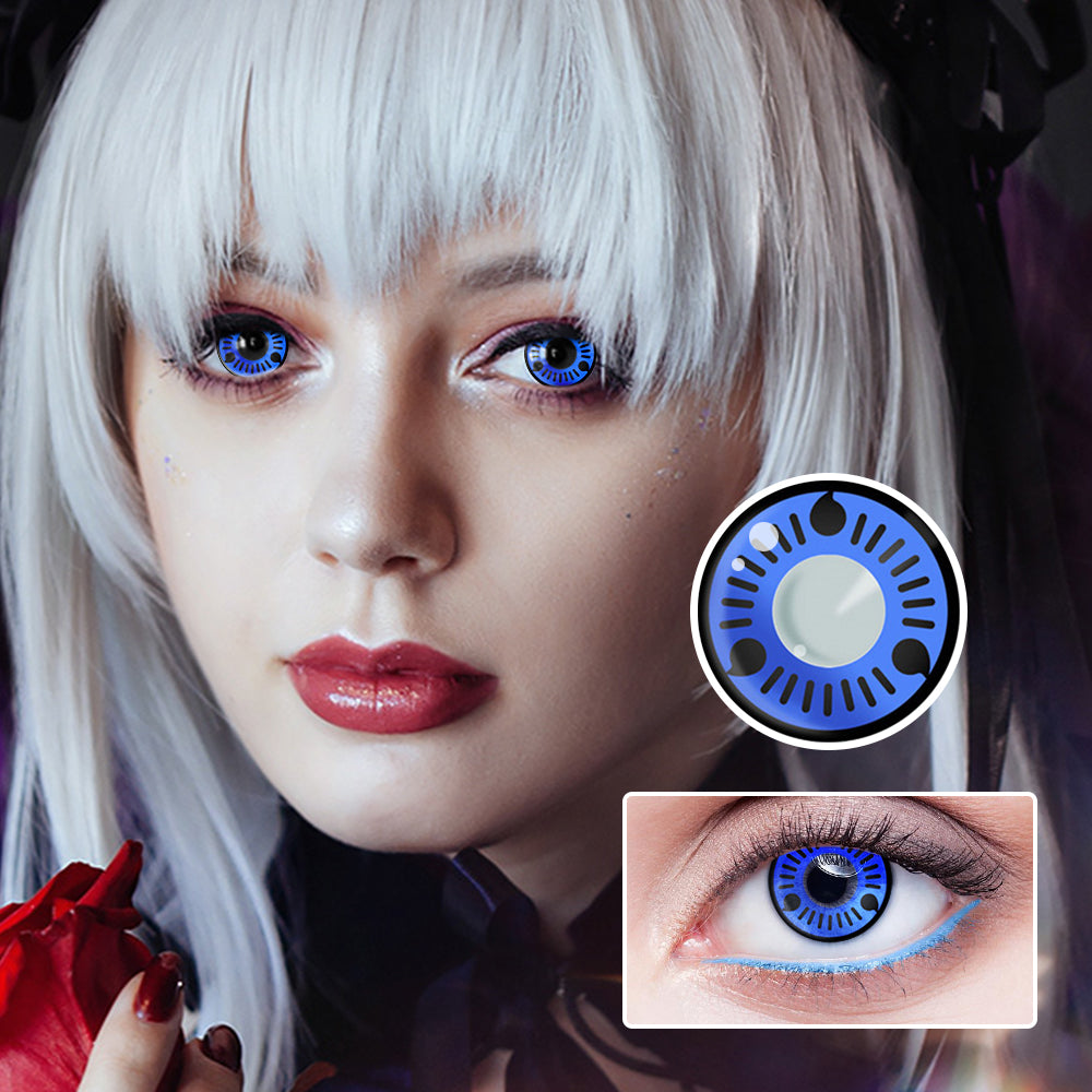 Blue Triple Hook colored contact lenses by Moxielens