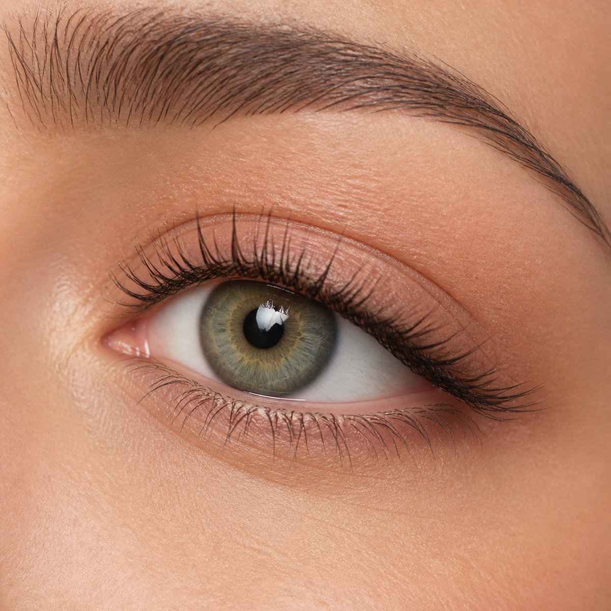 Rio Brown colored contacts - a cool olive-brown iris with a pale sage center that brightens the eyes in natural daylight