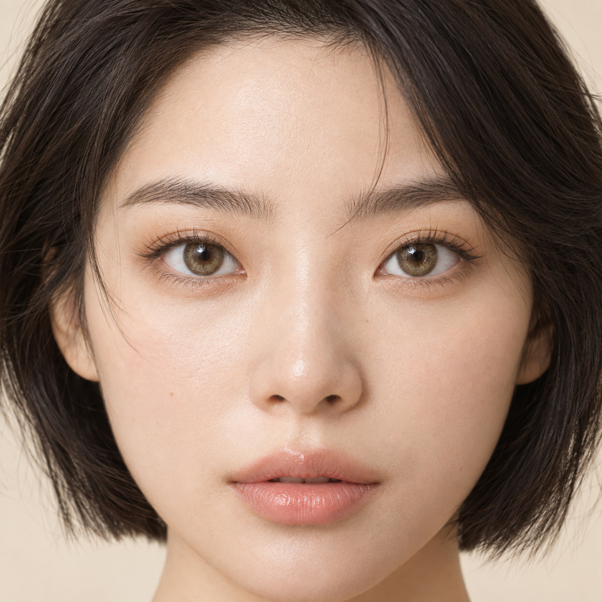 Oatmilk Hazel Silk Blend colored contacts on model - oatmilk window beauty