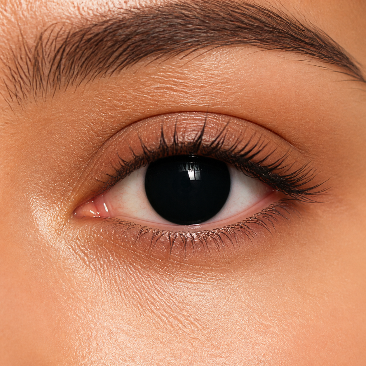 Full Black colored contacts - a dramatic opaque-black eye effect that reads instantly in cosplay, gothic and high-contrast camera styling