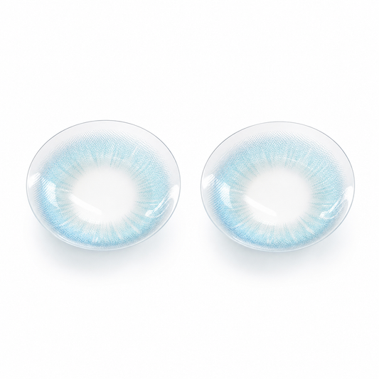 Aqua Glass Halo Blue colored contact lenses pair - lens design