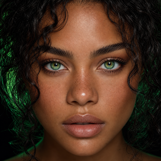 Fern Lime Center Green colored contacts on model - midnight fantasy campaign