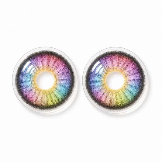 Aura Prism Rainbow colored contact lenses pair - lens design