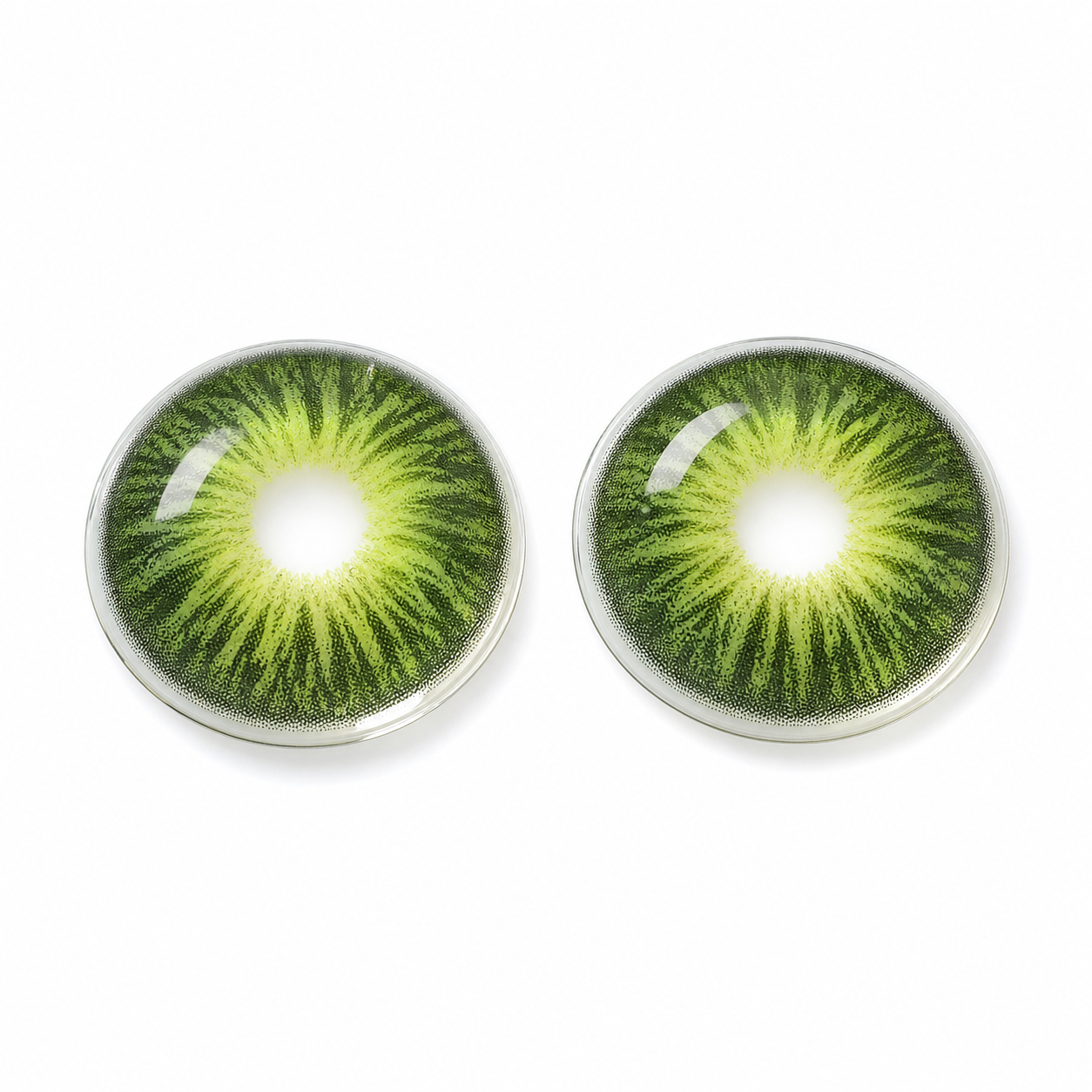 Fern Lime Center Green colored contact lenses pair - lens design