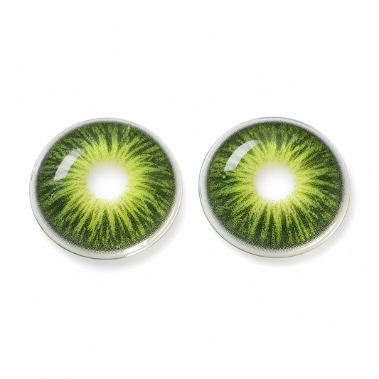 Fern Lime Center Green colored contact lenses pair - lens design