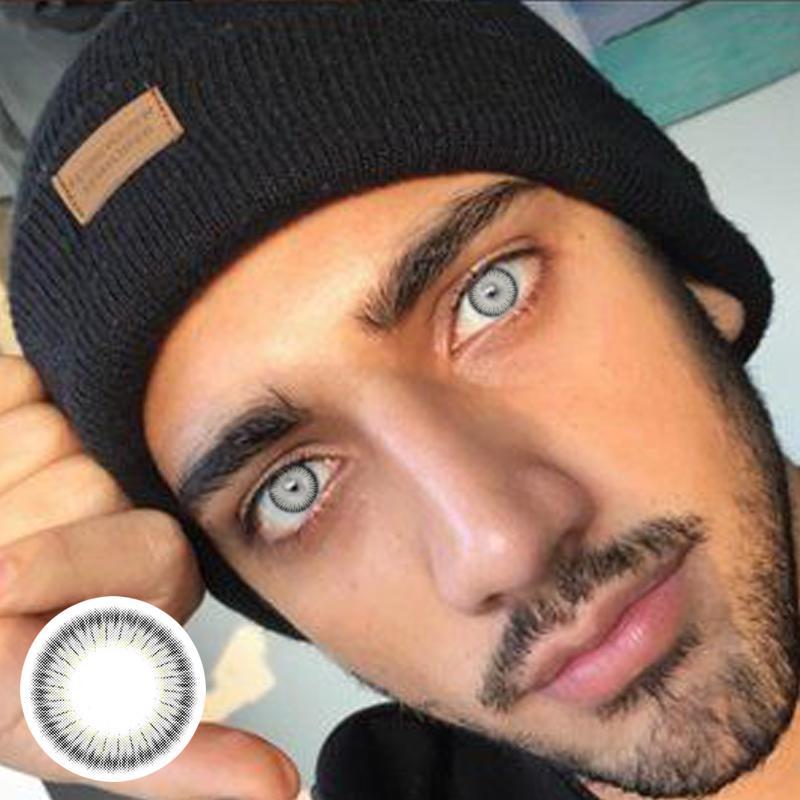 Men's light gray (12 months) colored contact lenses