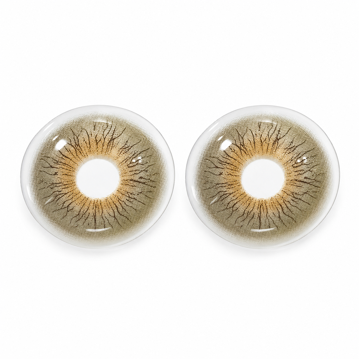 Amber Lace Hazel colored contact lenses pair - lens design