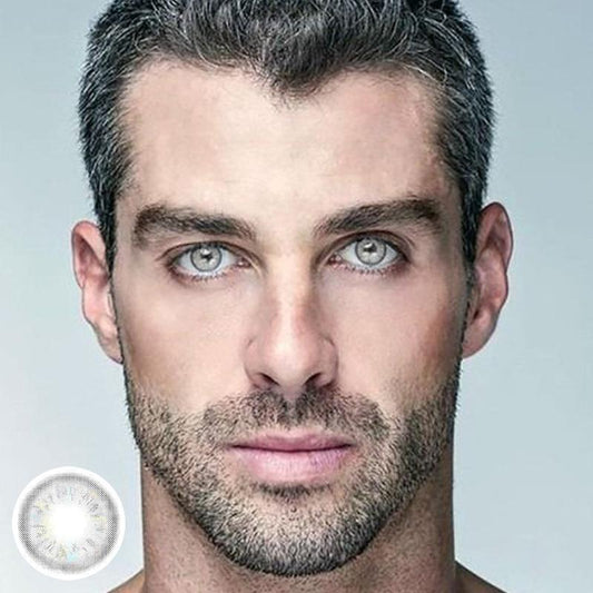 Men's gray crystal color (12 months) colored contact lenses