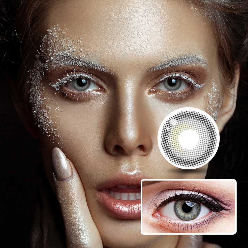 Custard Grey colored contact lenses