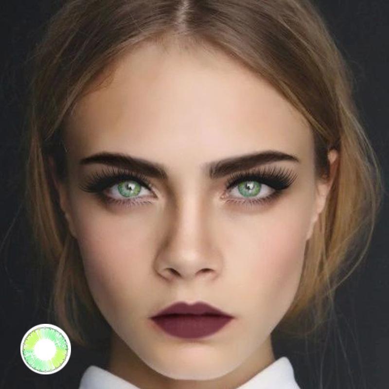 Bright green (12 months) colored contact lenses
