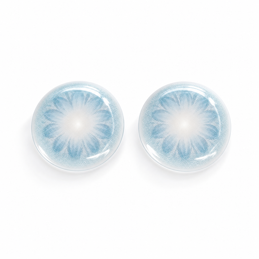 Ocean Petal Halo Blue colored contact lenses pair - lens design