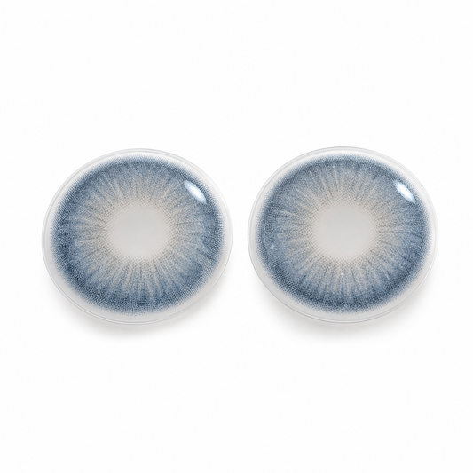 Denim Mist Blue colored contact lenses pair - lens design