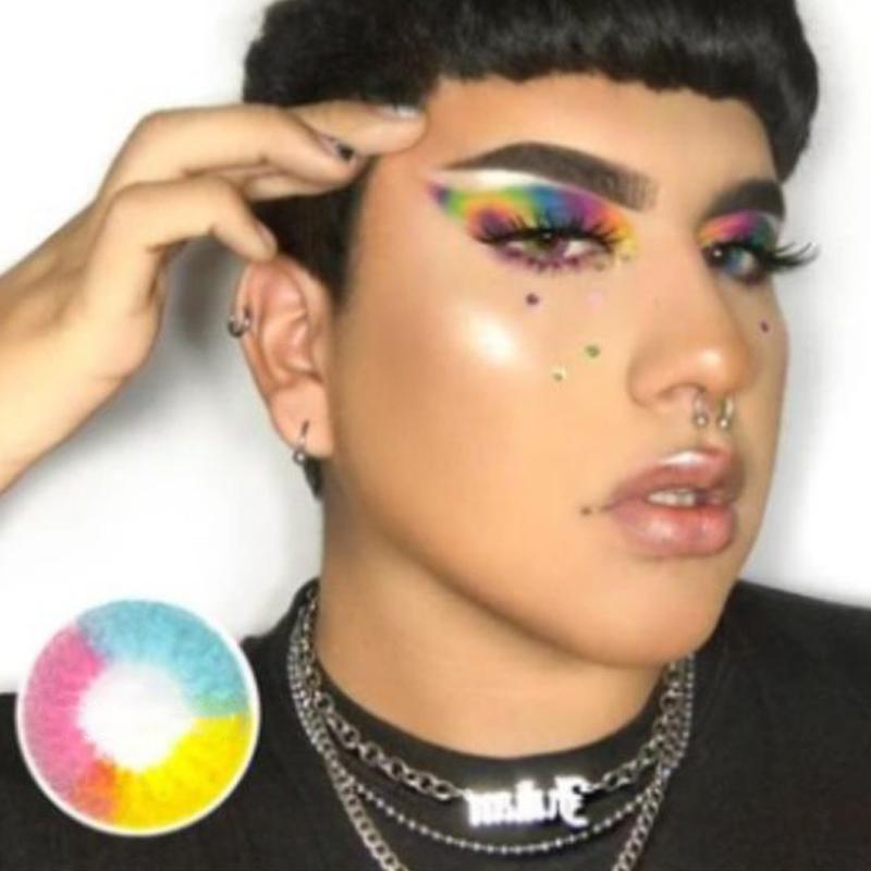 Candy rainbow tricolor (12 months) contact lens colored contact lenses