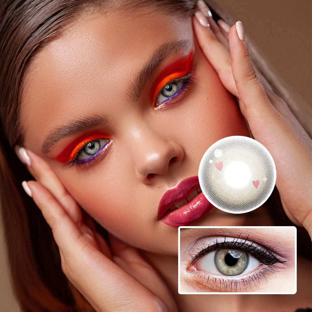 Heart colored contact lenses