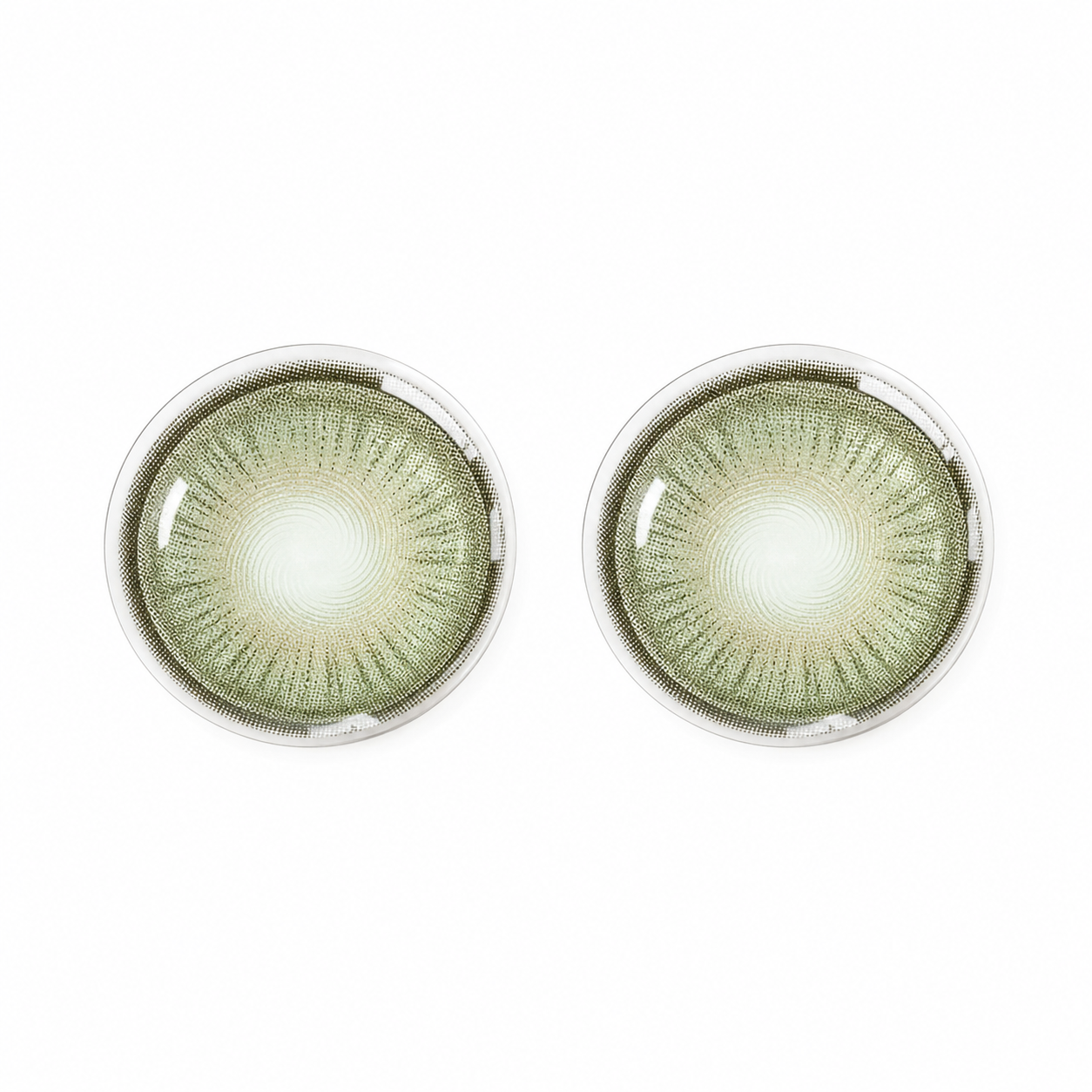 Sage Ripple Halo Green colored contact lenses pair - lens design