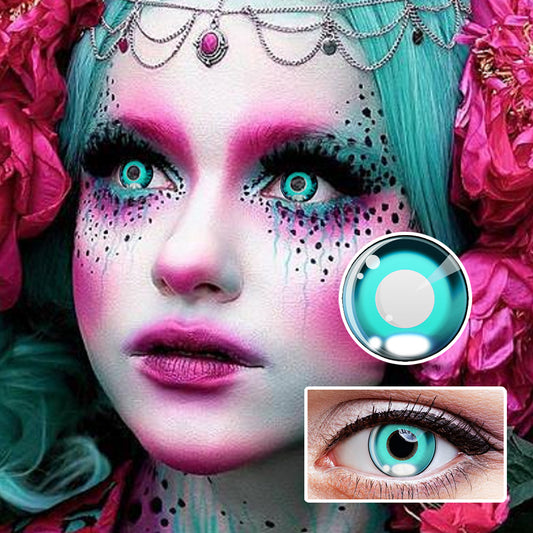 Anime Hitomi Green colored contact lenses by Moxielens