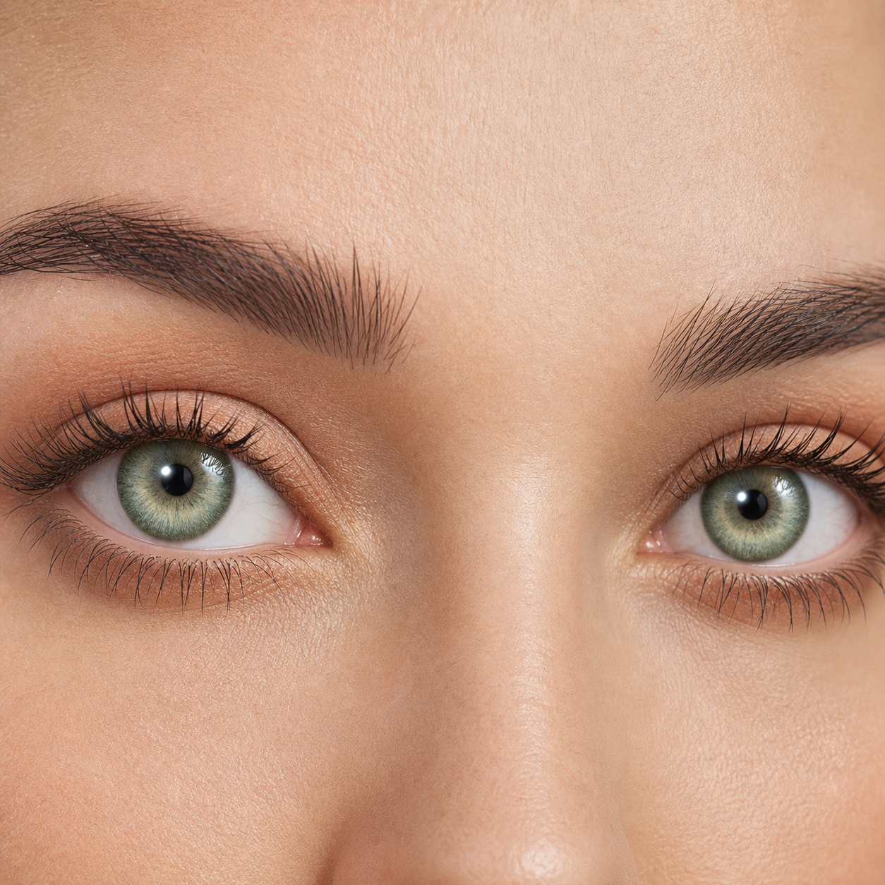 Mint Glass Halo Green colored contacts - dimensional color from a flattering editorial angle