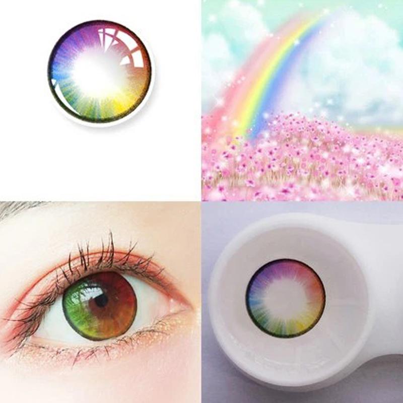 cosplay multicolored rainbow eyes (12 months) colored contact lenses