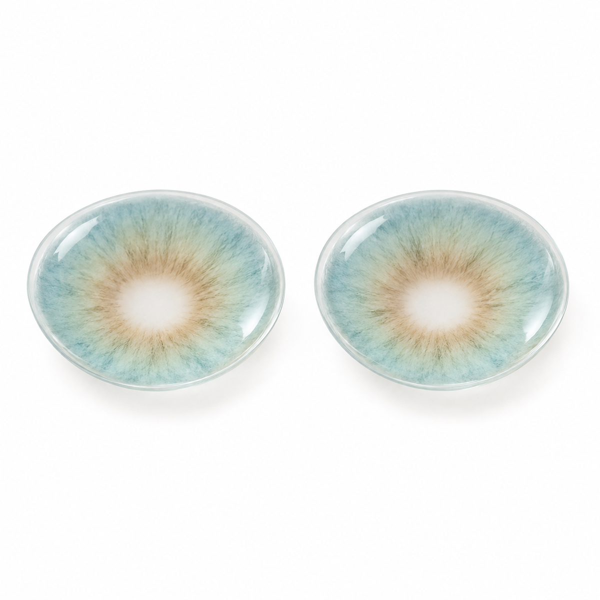 Aegean Mint Feather Gradient colored contact lenses pair - lens design