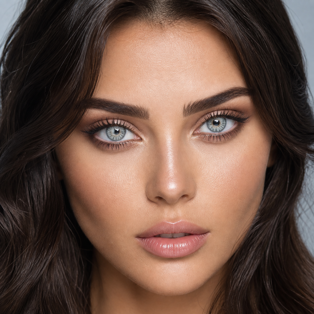Swirl Ice Blue colored contacts on model - Swirl ice-blue graphic fantasy