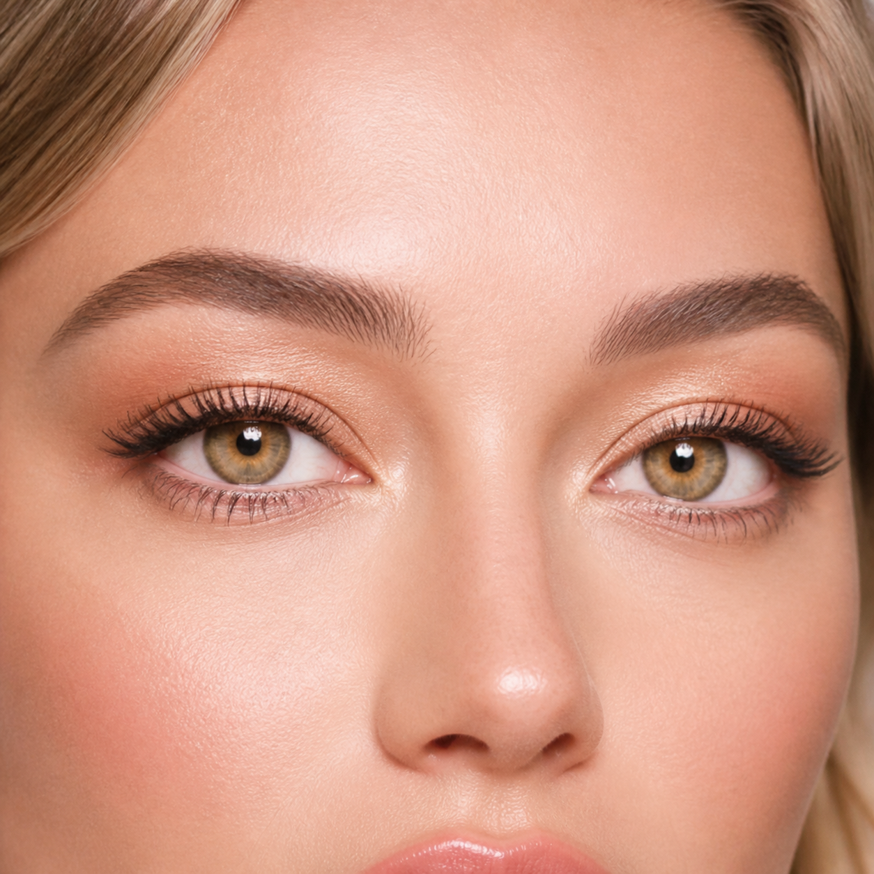 Pattaya Brown colored contacts on model - Pattaya champagne daylight beauty