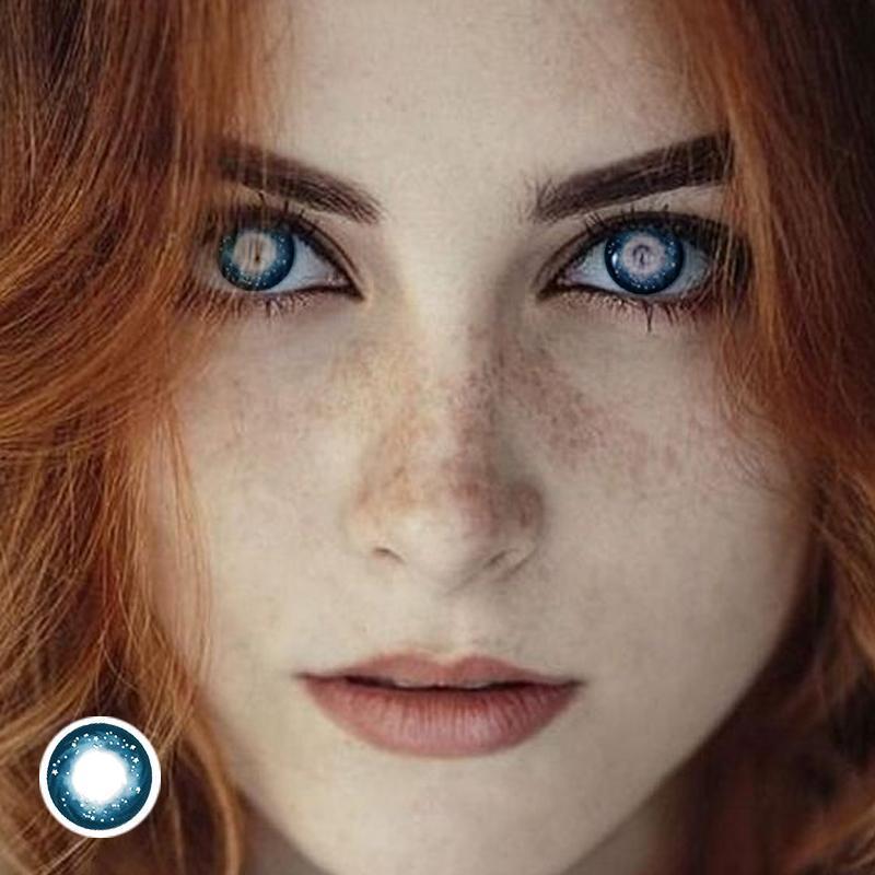 Starry sky. Blue gypsophila (12 months) colored contact lenses