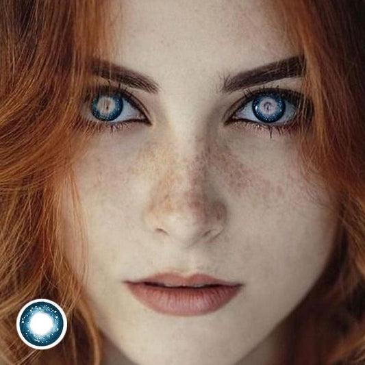 Starry sky. Blue gypsophila (12 months) colored contact lenses