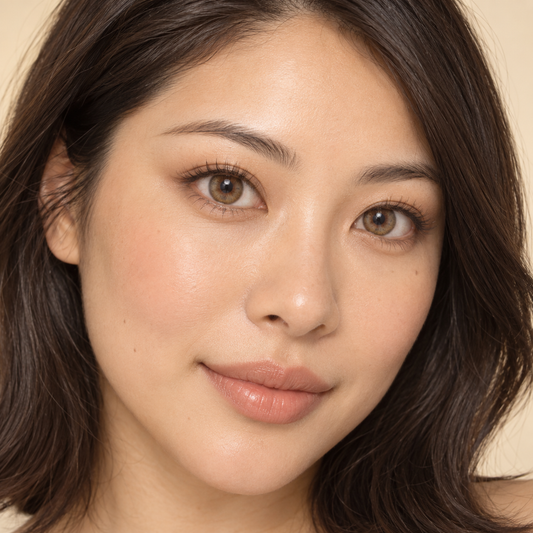 Honey Toffee Feather Blend colored contacts on model - honey clean beauty