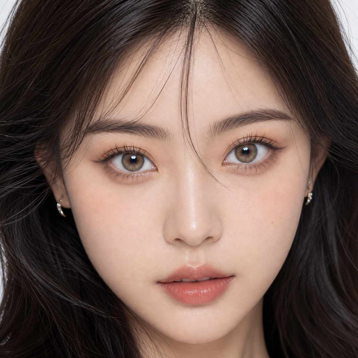 Mocha Halo Brown colored contacts on model - close-up wearing effect