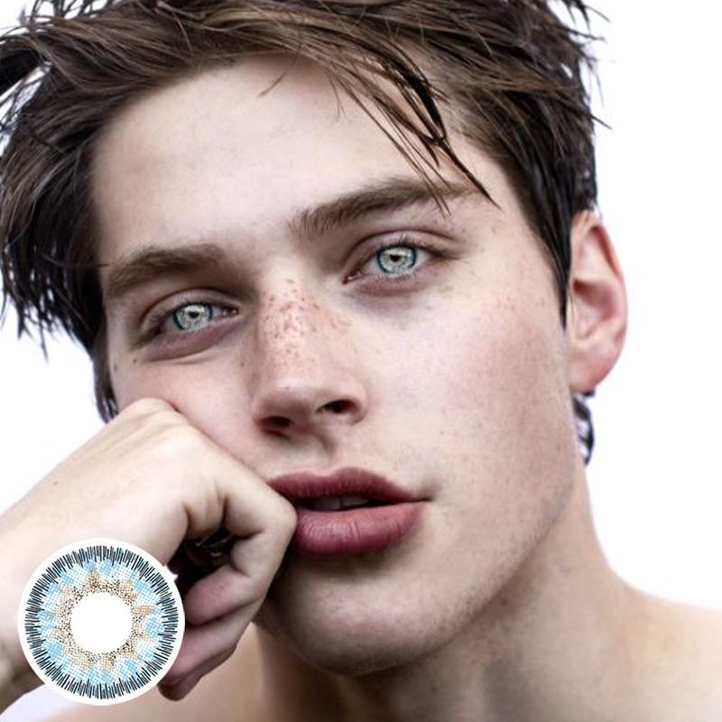 Men's starlight blue (12 months) colored contact lenses