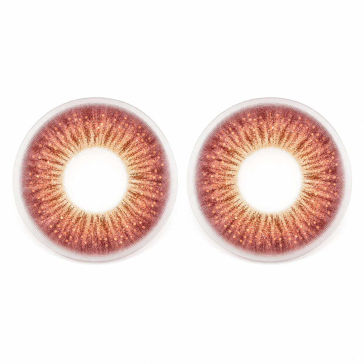 Copper Rose Flash colored contact lenses pair - lens design